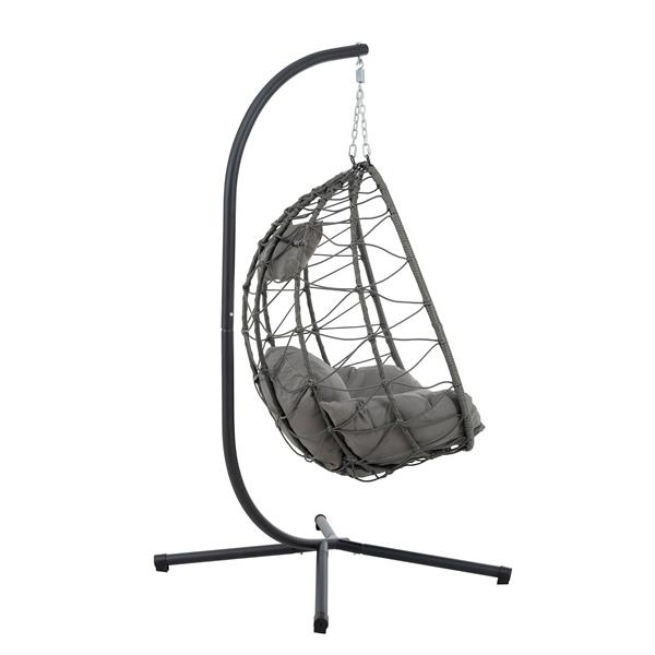 Egg Chair with Stand Indoor Outdoor Swing Chair Patio Wicker Hanging Egg Chair Hanging Basket Chair with Stand for Bedroom Living Room Balcony