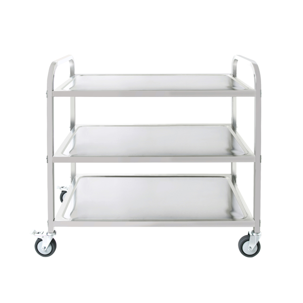 3-Tier Stainless Steel Cart, Serving Cart with Wheels, Restaurant, Household, Service Trolley, 360°Rotation Storage Cart with Locking Wheels 37.4 * 19.2 * 36.6'' L*W*H Rolling Kitchen Food Cart 