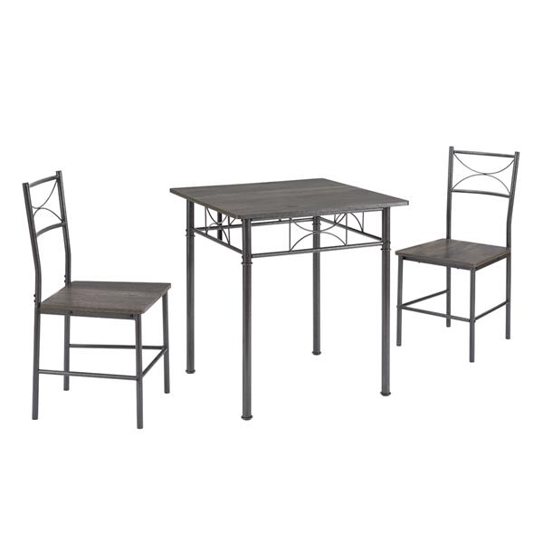 3-Piece Kitchen Dining Room Table Set Grey Chair