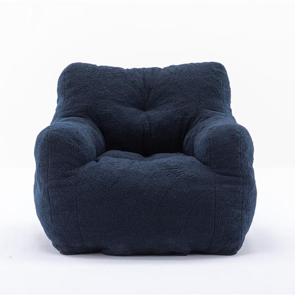 010-Soft Teddy Fabric Tufted Foam Bean Bag Chair With Teddy Fabric Dark Blue