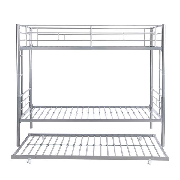 METAL BUNK BED WITH TRUNDLE  SILVER