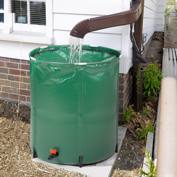 66 Gallon Folding Rain Barrel Water Collector Green