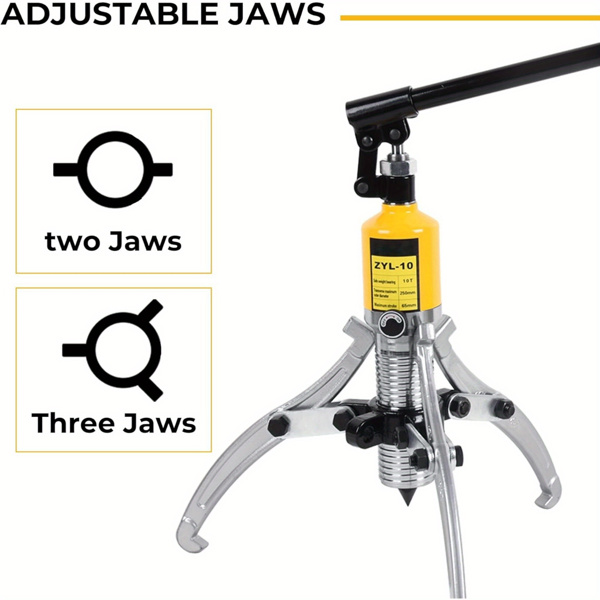 10 Ton Hydraulic Gear Puller, Adjustable 2 or 3 Jaws Bearing Hub Separator, for Pulling Hubs, Gears, Bearings, Hydraulic