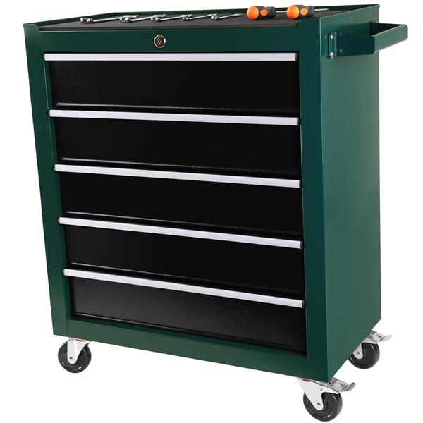 5-Drawers Rolling Tool Chest,Tool Cabinet on Wheels with Keyed Locking System and Drawer Liners,Tool Chest with Link Buckle and can be Combined to Large Cabinet Set,for Warehouse,Garage