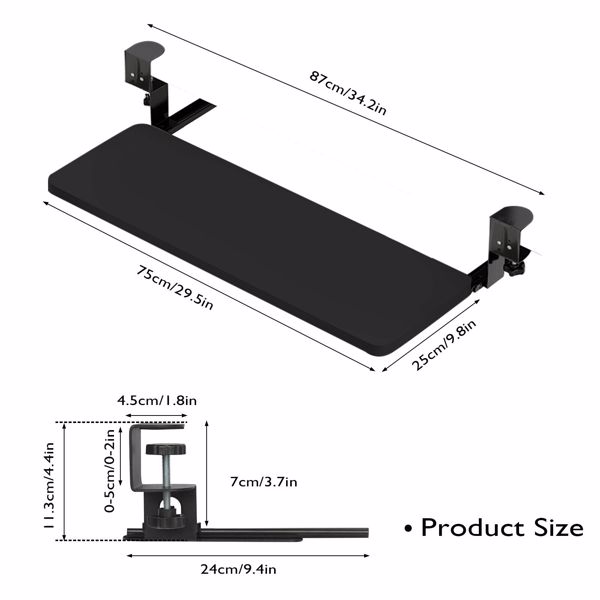 Large Clamp On Keyboard Tray Under Desk Comfort Keyboard Drawer Platform NEW