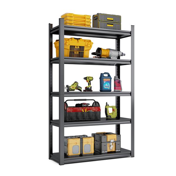 72"H  5 Tier Metal Shelves for Storage Garage Shelving 2000LBS Heavy Duty Storage Shelves Adjustable Garage Shelf Industrial Shelving Unit Storage Utility Rack,47.2"W*23.6"D*72"H,Black