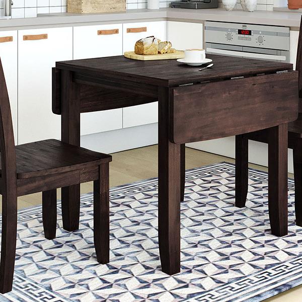 3-Piece Wood Drop Leaf Breakfast Nook Dining Table Set with 2 X-back Chairs for Small Places, Espresso