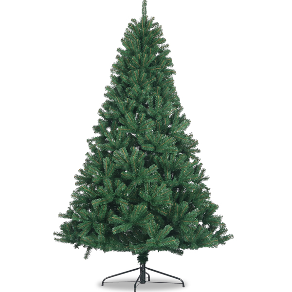 8ft Artificial Christmas Tree Full Natural Spruce PVC Fir Tree Foldable Metal Stand Unlit Green 