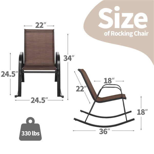 2 PCS Metal Patio Rocking Chair