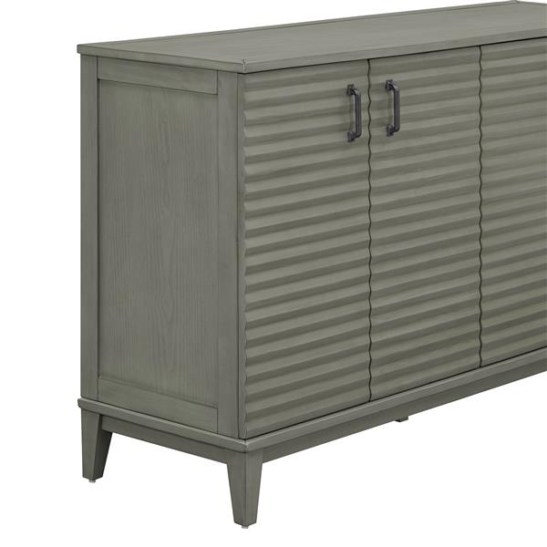 Sideboard with 4 Door Large Storage Buffet with Adjustable Shelves and Metal Handles for Kitchen, Living Room, Dining Room (Antique Gray)