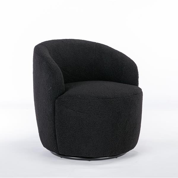 Teddy Fabric Swivel Armchair Barrel Chair With Black Powder Coating Metal Ring,Black