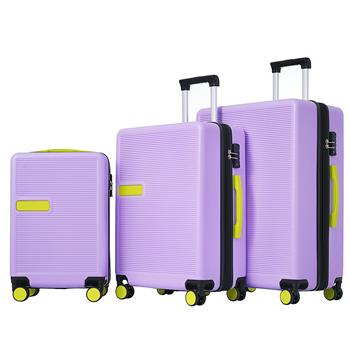 Contrast Color 3 Piece Luggage Set Hardside Spinner Suitcase with TSA Lock 20\\" 24\\' 28\\" Available