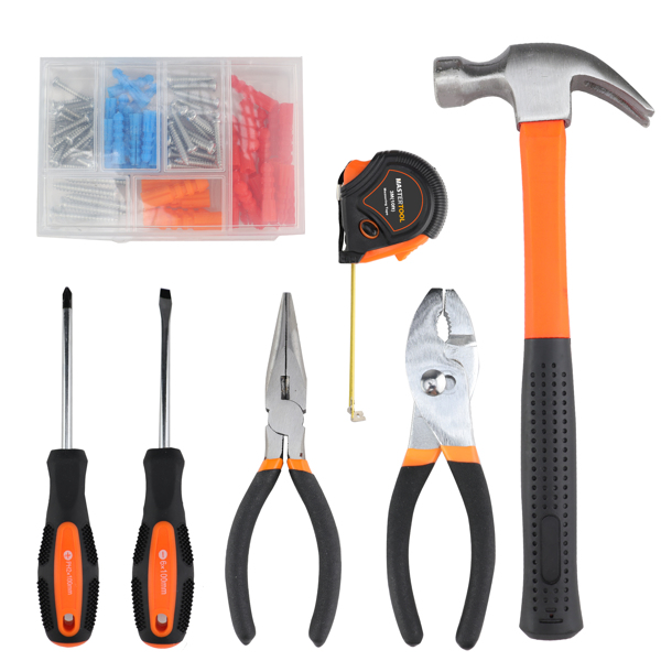 152 piece Tool Set General Hand Tool Kit with Plastic Toolbox Storage Case Automotive Wrench Sets Orange