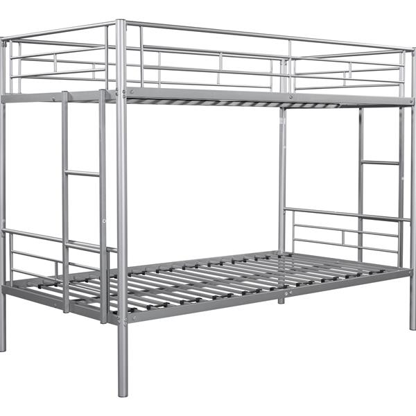 Metal Twin over Twin Bunk Bed/ Heavy-duty Sturdy Metal/ Noise Reduced Design/ Safety Guardrail/ 2 Side Ladders/ CPC Certified/ No Box Spring Needed