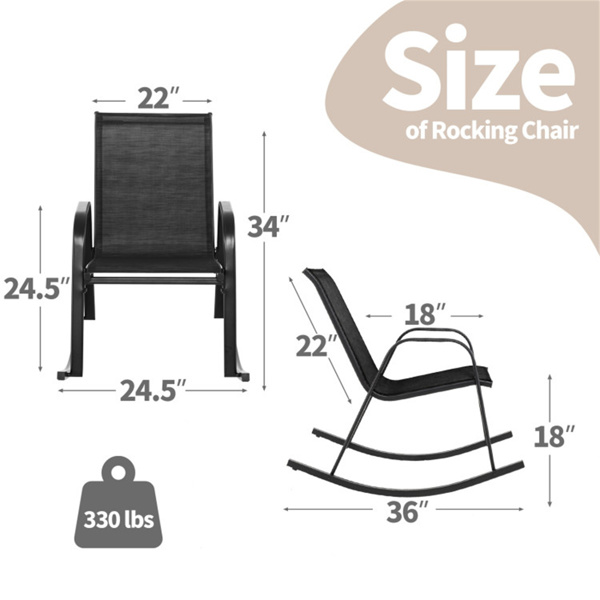 2 PCS Metal Patio Rocking Chair