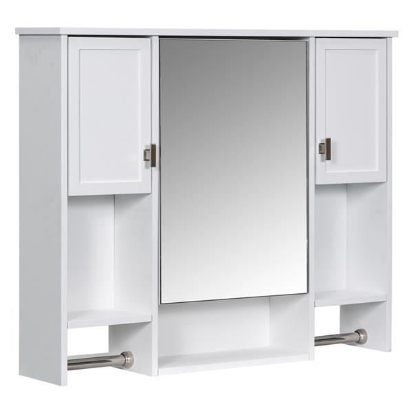 35'' x 28'' Modern Wall Mounted Bathroom Storage Cabinet, Bathroom Wall Cabinet with Mirror, Medicine Cabinet with Towels Bar