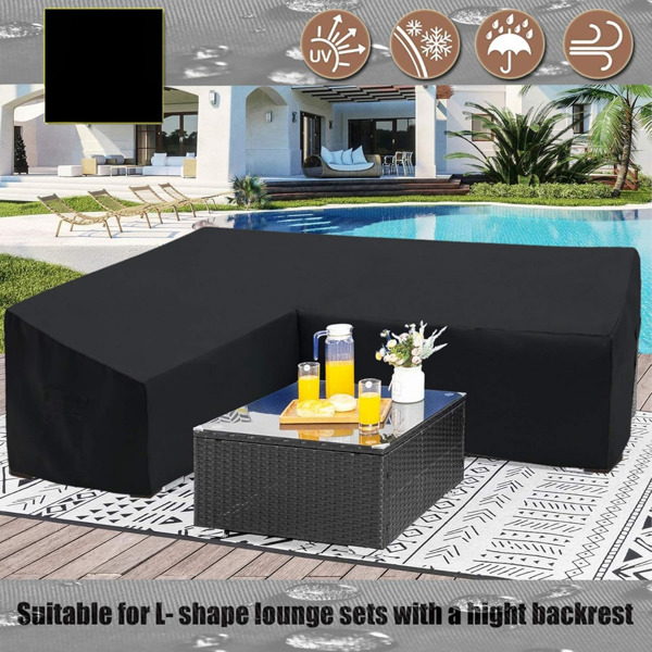 Outdoor sectional Cover, Waterproof Patio sectional Cover, Patio Sectional Couch Cover, Garden Lawn Patio Furniture Covers, Outdoor Couch Covers for Sectional Sofa(V-Shaped-106in*106in*35in, Black)