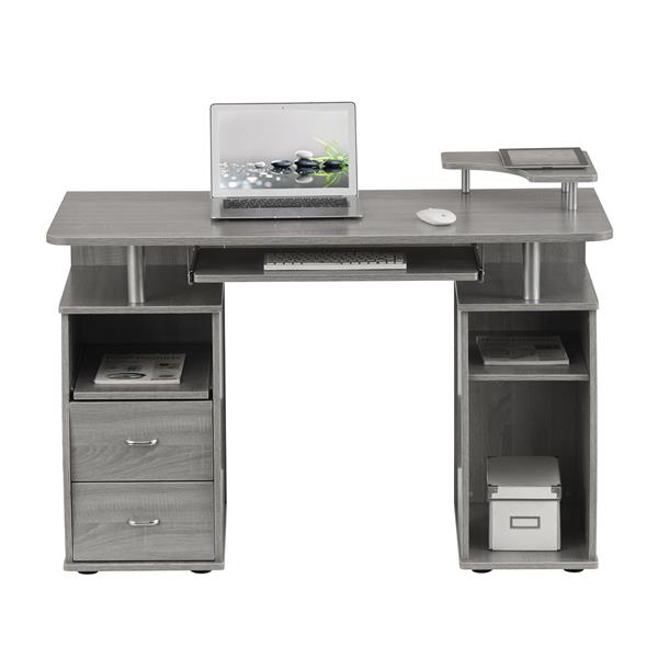 Complete Computer Workstation Desk With Storage, Grey