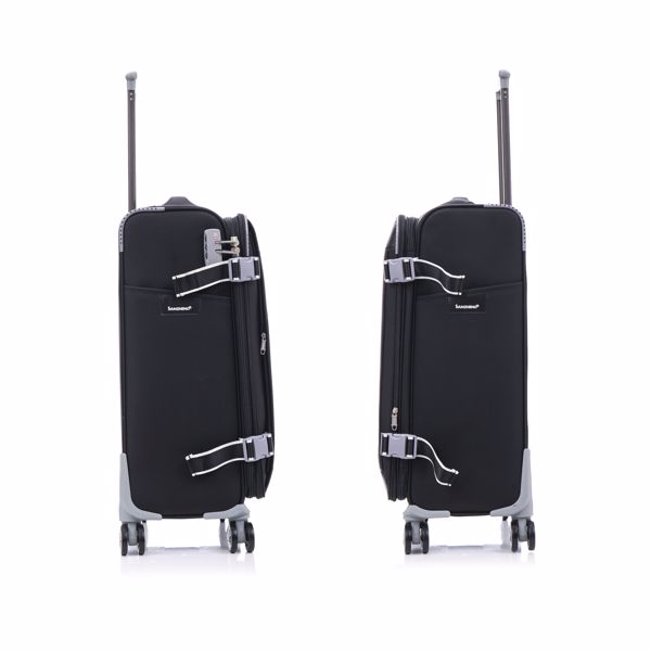 Softside Upright Luggage Set Expandable, Lightweight,4-Piece (20//24/28/32) ,Black