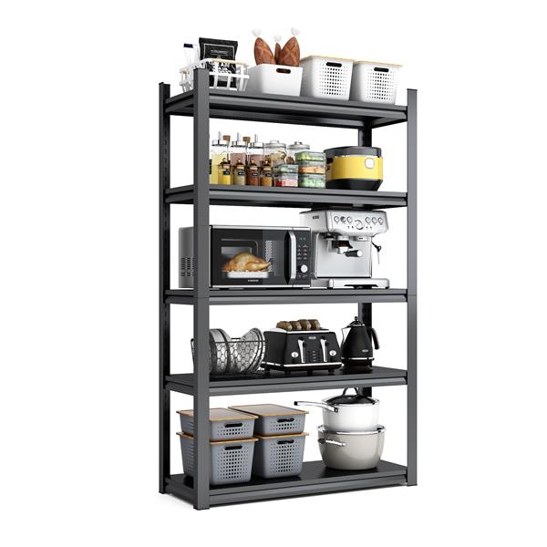 72"H  5 Tier Metal Shelves for Storage Garage Shelving 2000LBS Heavy Duty Storage Shelves Adjustable Garage Shelf Industrial Shelving Unit Storage Utility Rack,47.2"W*23.6"D*72"H,Black