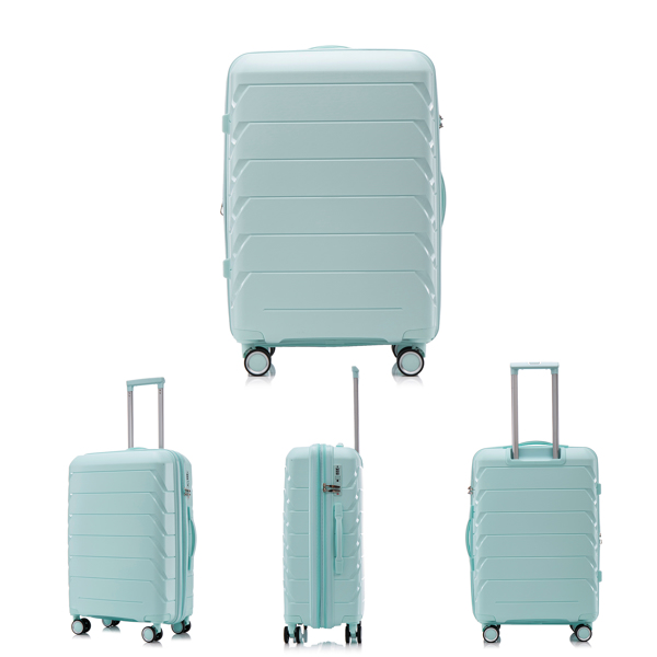 PP Luggage Sets 3 Piece(20/24/28), Expandable Carry On Luggage with TSA Lock Airline Approved, PP materials Hard Shell and Lightweight Suitcase with Spinner Wheels (Mint Green) 