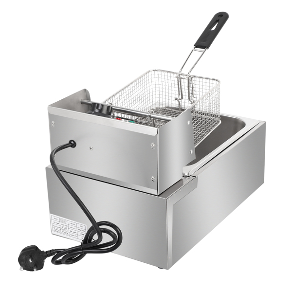 【Old code-56252372】ZOKOP EH81 2500W 220-240V 6.3QT/6L Stainless Steel Single Cylinder Electric Fryer UK Plug 