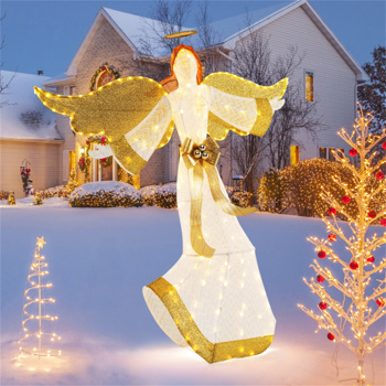 5.2 ft Christmas Pre-Lit Angel with Halo, Christmas Decorations