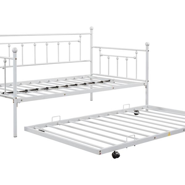 Metal Twin Daybed with Trundle/ Heavy-duty Sturdy Metal/ Noise Reduced/ Trundle for Flexible Space/ Vintage Style/ No Box Spring Needed