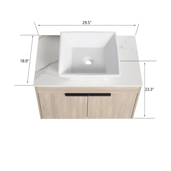 30 " Modern Design Float Bathroom Vanity With Ceramic Basin Set,  Wall Mounted White Vanity  With Soft Close Door,-Packing,-Packing,2 Pieces Parcel