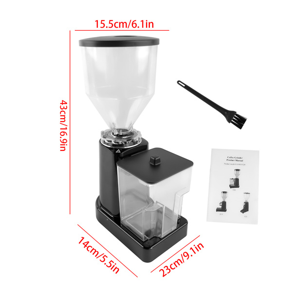 Black Electric Coffee Bean Grinder 35oz Flat Burr Coffee Grinder with 19 Grinding Settings