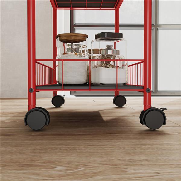 Red 6 Tier Slim Rolling Storage Cart, Mobile Shelving Unit with Wheels, Metal Wire Storage Shelving Rack with Baskets for Kitchen Bathroom Office Laundry Narrow Piaces