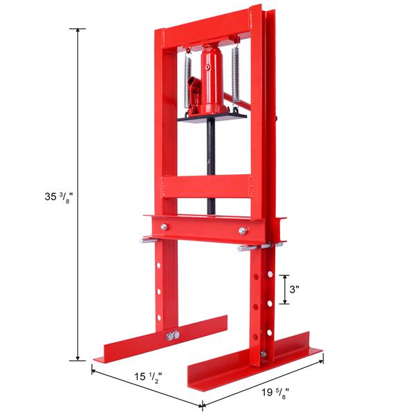 Hydraulic 6 Ton H-Frame Garage Floor Adjustable Shop Press with Plates, 6T,red