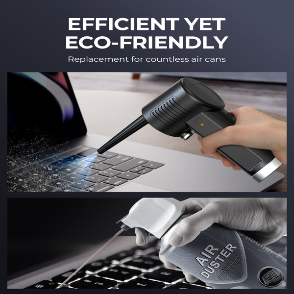 Compressed Air Duster, New Generation Canned Air, 36000 RPM Electric Air Can for Computer Keyboard Electronics Cleaning, 8000mAh Rechargeable Battery, Reusable Dust Destroyer