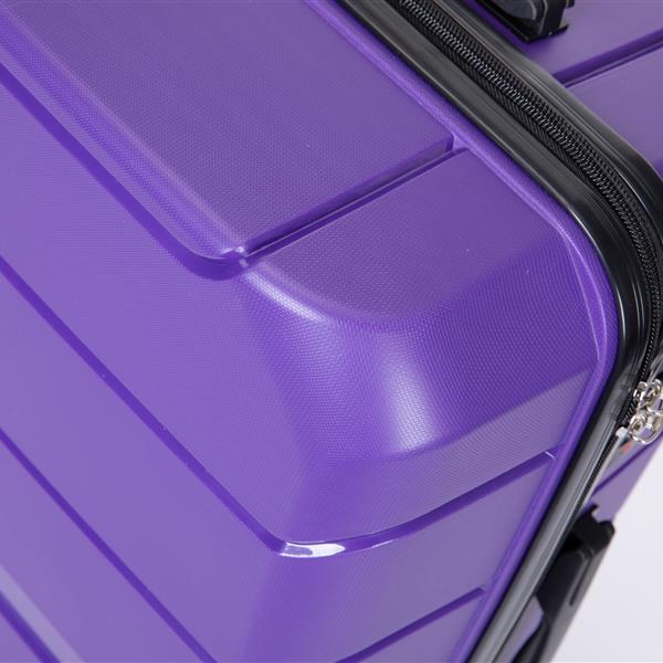 Hardshell Suitcase Spinner Wheels PP Luggage Sets Lightweight Durable Suitcase with TSA Lock,3-Piece Set (20/24/28) ,Purple