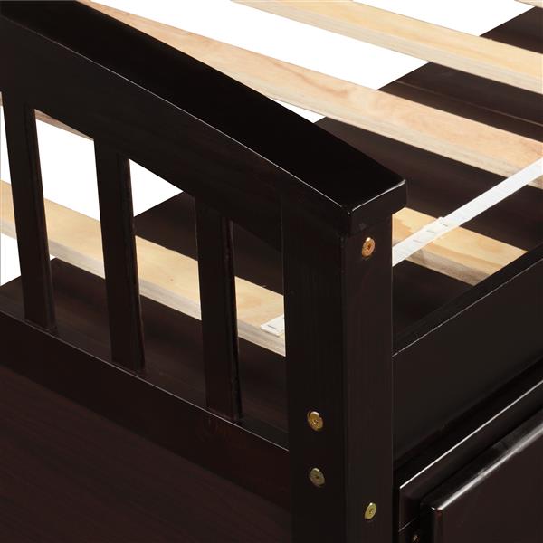 . Twin Size Platform Storage Bed Solid Wood Bed with 6 Drawers