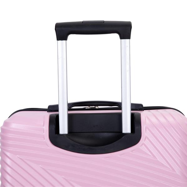 3 Piece Luggage Sets PC+ABS Lightweight Suitcase with Two Hooks, Spinner Wheels, (20/24/28) Pink