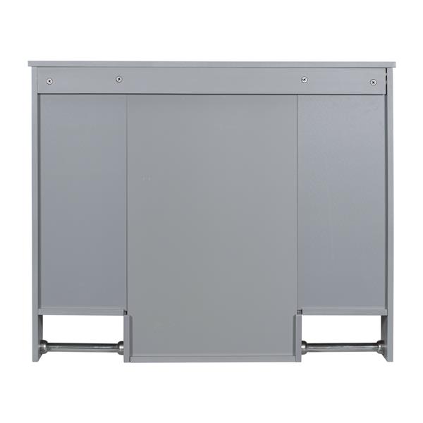 36'' Bathroom Vanity with Top Sink, Modern Mirror Cabinet with Towels Bar, Bathroom Storage Cabinet with 2 Soft Closing Doors and 6 Drawers, Single Sink Bathroom Vanity