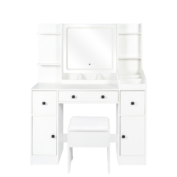 Vanity Desk with Mirror and Lights Makeup Desk with Drawers and Cabinet Vanity Table with Led Light Big Makeup Table 