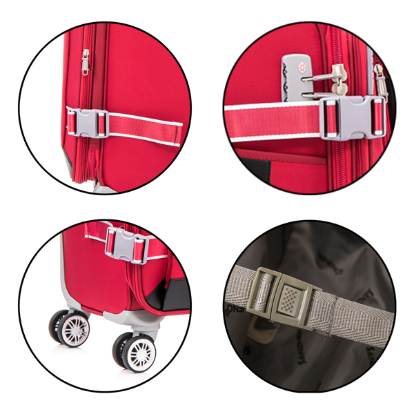 Softside Upright Luggage Set Expandable, Lightweight,4-Piece (20//24/28/32) ,Red