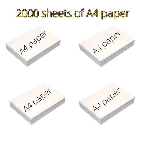 2000 sheets of A4 paper, 80GSM white paper, printer paper, used for office printing, menus, images, invitation letters, each pack of 500 sheets, a total of four packs, size: (8.27 in x 11.69 in)