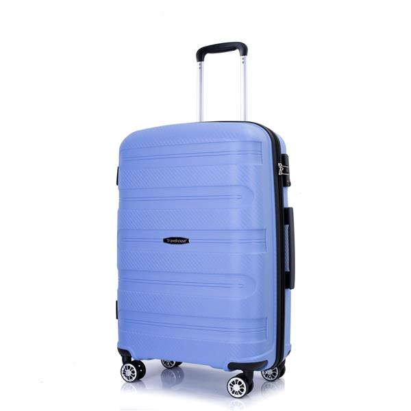 Hardshell Suitcase Spinner Wheels PP Luggage Sets Lightweight Durable Suitcase with TSA Lock,3-Piece Set (20/24/28) ,Purplish Blue