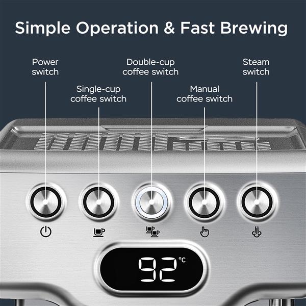 Espresso Machine,20 bar espresso machine with milk frother for latte,cappuccino,Machiato,for home espresso maker,1.8L Water Tank,Stainless Steel Complimentary ESE Filter Ban on Amazon, Temu