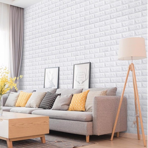 60 PCS 3D brick wall stickers 15 * 13 inches, can cover 87FT ², self-adhesive, suitable for living room, bedroom, dormitory, kitchen wall decoration, home decoration wallpaper