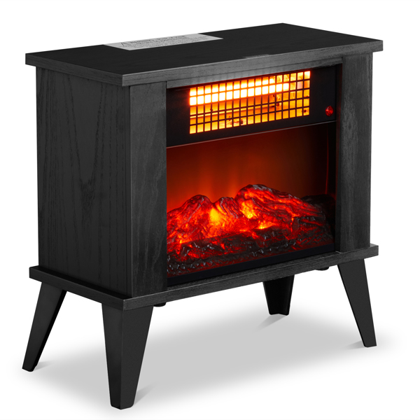 ZOKOP 15" Electric Fireplace Heater, Freestanding Wooden Fireplace Stove with 3D Realistic Flame, Overheat Protection, 1000W Portable Electric Heater for Indoor Bedroom Office Home, Black