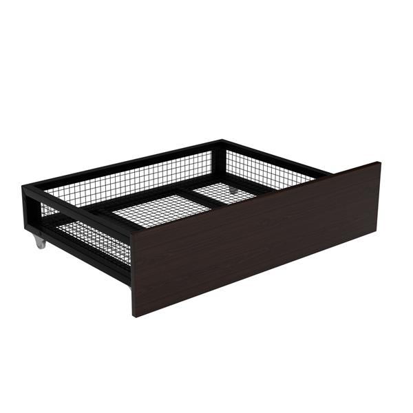 Full Size Metal House Platform Bed with Two Drawers,Headboard and Footboard,Roof Design,Black