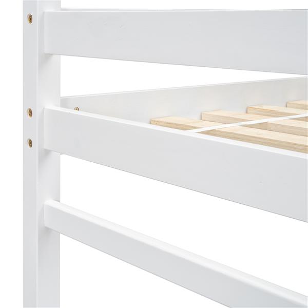 Twin High Loft Bed with Ladder landing Platform, Ladders, Guardrails,White