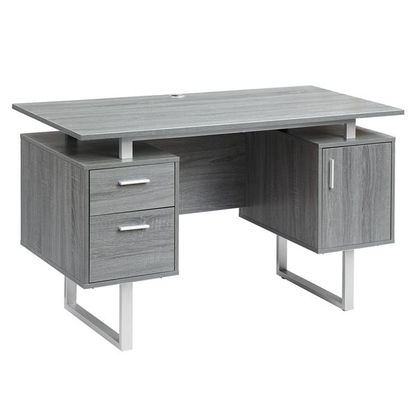 Modern Office Desk with Storage, Grey