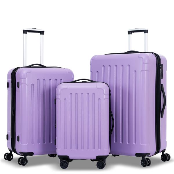 Luggage Sets New Model Expandable ABS+PC 3 Piece Sets with Spinner Wheels Lightweight TSA Lock (20/24/28), LIGHT PURPLE