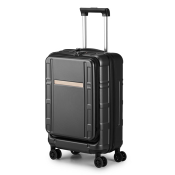 Carry on Luggage 22 X 14 X 9 Airline Approved, ABS+PC 20 Inch Luggage with Front Compartment, Double Spinner Wheels, TSA Lock，Black Color