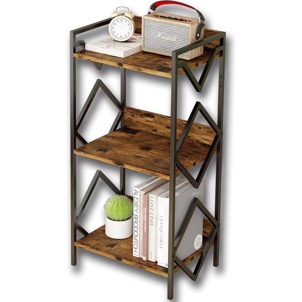 3-layer side table with storage rack, small space bedside table, bedroom, living room, entrance to foyer, easy to assemble, black